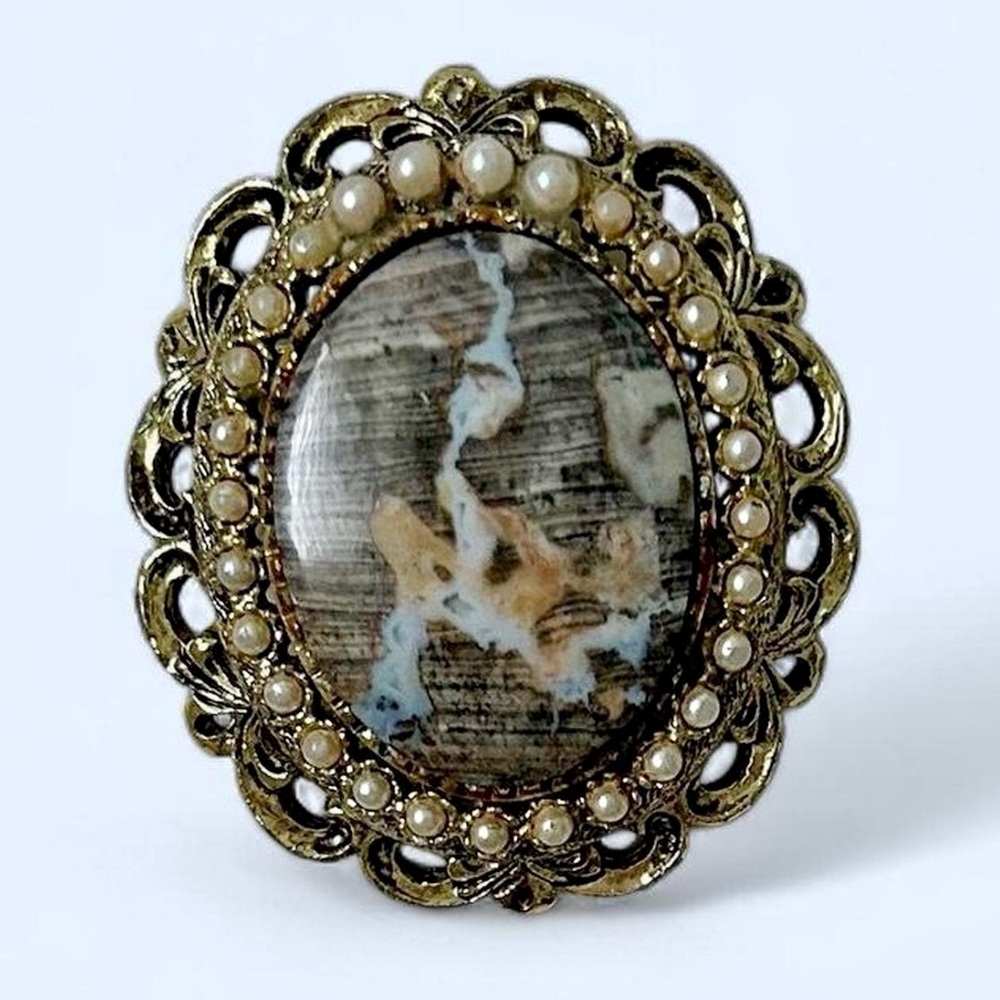 Vtg 60’s Whimsygoth Natural Agate 2 in 1 Statement Pendant/Brooch